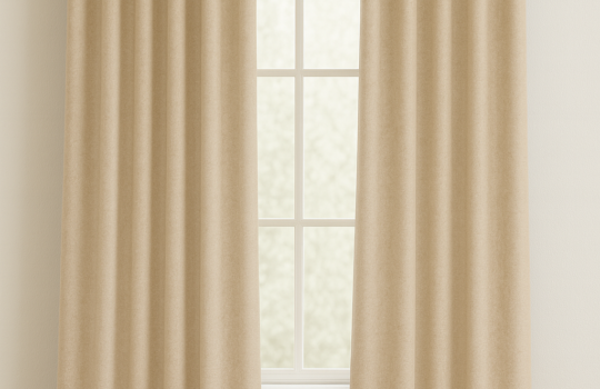 پرده آماده مینیمال کتان گارنت (هازان) ضخیم کرم روشن، آرین دِک