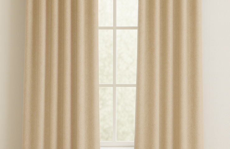 پرده آماده مینیمال کتان گارنت (هازان) ضخیم کرم روشن، آرین دِک