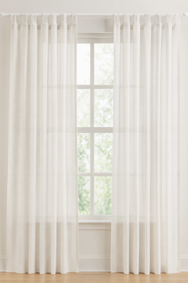 پرده آماده حریر کتان آبشاری (کتان‌بافت) مدل تب‌تاپ