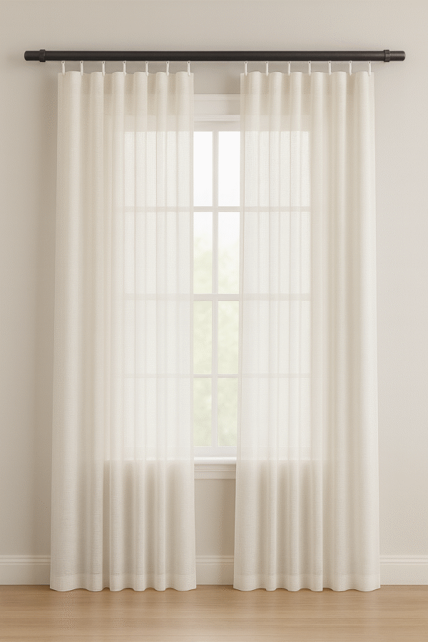 پرده آماده حریر کتان آبشاری (کتان‌بافت) مدل مینیمال