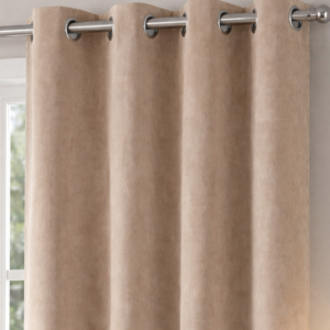 پرده آماده کتان گارنت ضخیم (هازان) مدل پانچ - کرم روشن