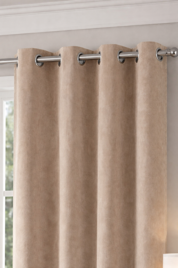 پرده آماده کتان گارنت ضخیم (هازان) مدل پانچ - کرم روشن