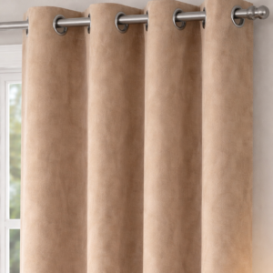 پرده آماده کتان گارنت ضخیم (هازان) مدل پانچ - کرم متوسط